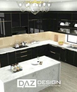 Tủ Bếp Inox Cánh Kính Daz-in02 Thiết Kế I, L, U 2