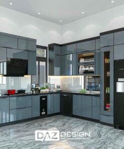 Tủ Bếp Inox Cánh Kính Daz-in02 Thiết Kế I, L, U