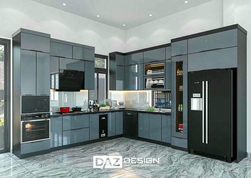 Tủ Bếp Inox Cánh Kính Daz-in02 Thiết Kế I, L, U