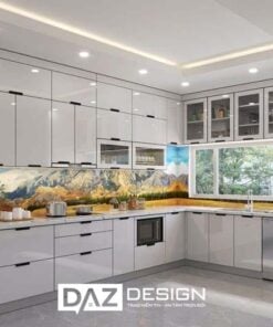 Tủ Bếp Inox Cánh Kính Daz-in10 Thiết Kế I, L, U