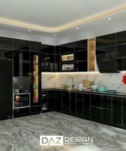 Tủ Bếp Inox Cánh Kính Daz-in10 Thiết Kế I, L, U
