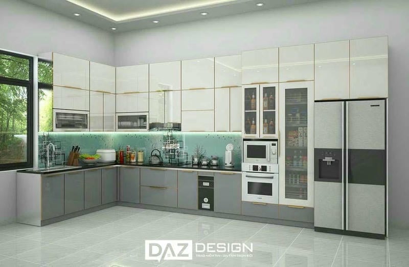 Tủ Bếp Inox Daz-in05 Cánh Kính Thiết Kế I, L, U 3