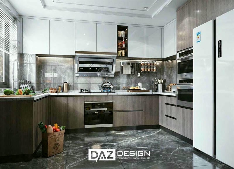 Tủ Bếp Nhựa Daz-p03 Cánh Phủ Acrylic, Laminate 4