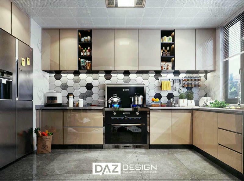 Tủ Bếp Nhựa Daz-p04 Cánh Phủ Acrylic, Laminate 2