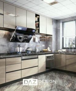 Tủ Bếp Nhựa Daz-p04 Cánh Phủ Acrylic, Laminate