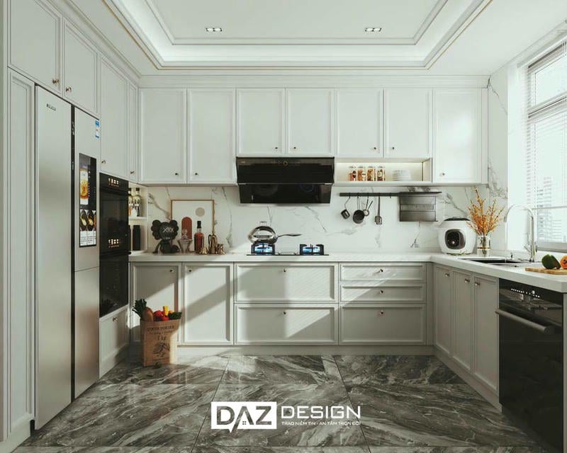 Tủ Bếp Nhựa Daz-p09 Cánh Phủ Acrylic, Laminate 1