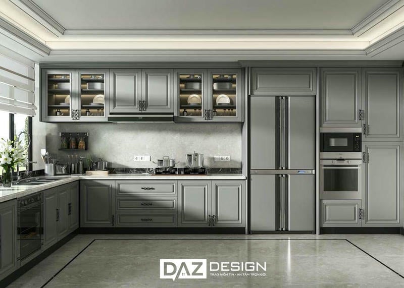 Tủ Bếp Nhựa Daz-p09 Cánh Phủ Acrylic, Laminate 2