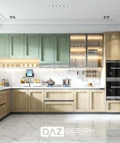 Tủ Bếp Nhựa Daz-p09 Cánh Phủ Acrylic, Laminate