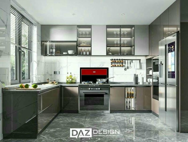 Tủ Bếp Nhựa Daz-p14 Cánh Nhựa, Mdf Lõi Xanh