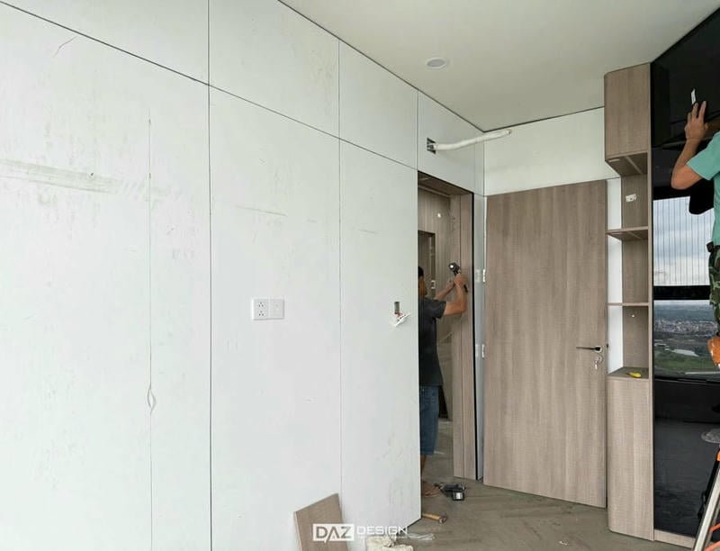 MDF An Cường lõi xanh V313 thường dùng cho tủ bếp, tủ quần áo, vách trang